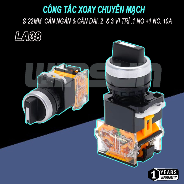Công Tắc Xoay 2 Vị Trí, Xoay 3 Vị Trí Phi 22 LA-38. BH: 1 năm ( 1 đổi 1 )