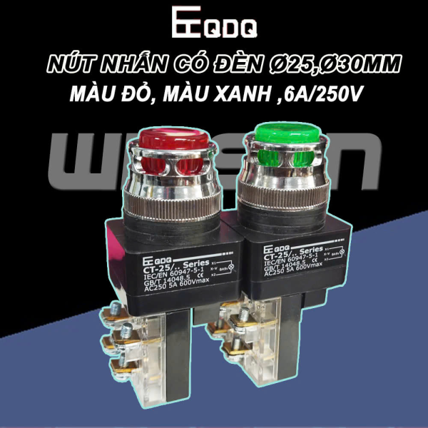 Nút nhấn có đèn QDQ CT-B Ø25 Ø30mm