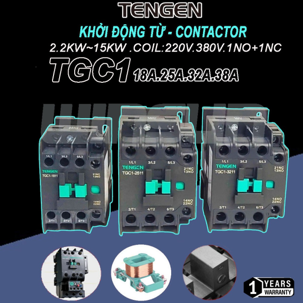 Khởi Động Từ - Contactor TENGEN 18/25/32/38 A (TENGEN TGC1)