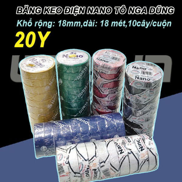 (Cây 10 Cuộn) Băng Keo Điện NANO TÔ Nga Dũng 20Y