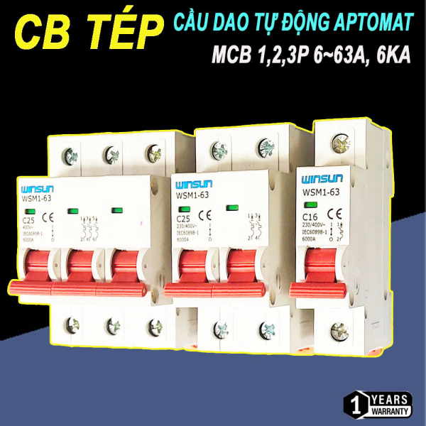 Cầu dao tự động Aptomat Tép Winsun, MCB, CB Tép