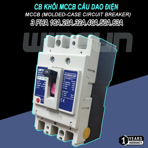 Cầu dao điện Aptomat 3 pha 16-63A CB KHỐI MCCB 