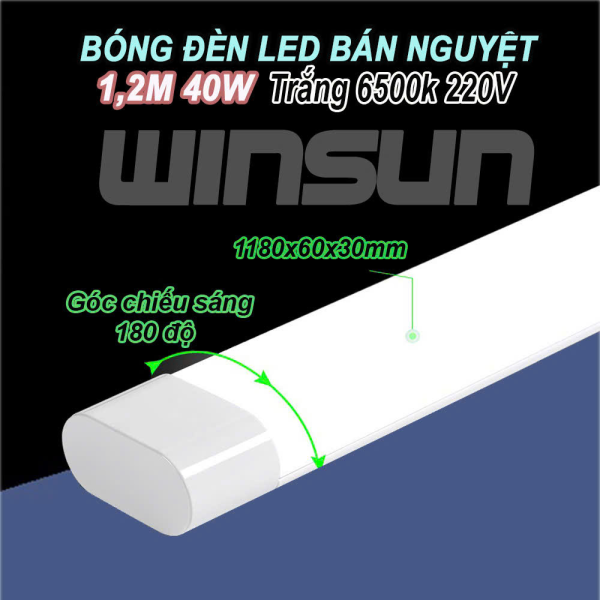 Đèn tuýp Led bán nguyệt 1m2 40W siêu sáng, mẫu mới tiết kiệm điện ánh sáng trắng. BH: 2 năm ( 1 đổi 1 )