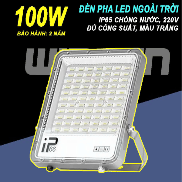 Đèn Pha Led 100W Chiếu Sáng Ngoài Trời Đủ Công Suất Chiếu Sáng Biển Quảng Cáo - Ánh Sáng Trắng - BH 2 Năm