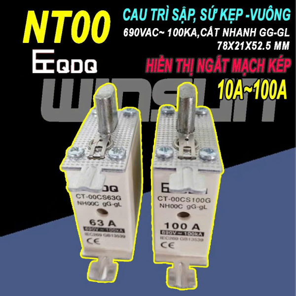 Cầu chì sứ dạng khối vuông HRC 10A~100A